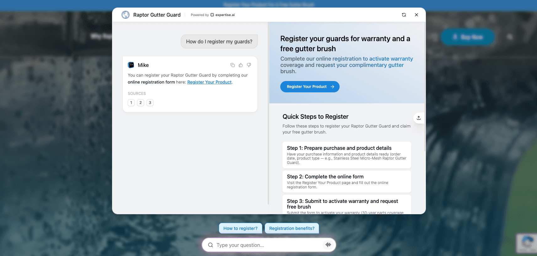 Gutterglove implementation