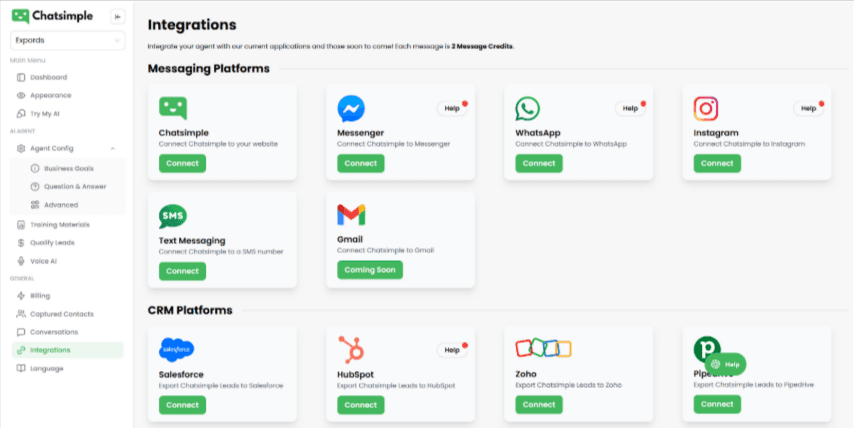 Integrations make your AI agent more effective.