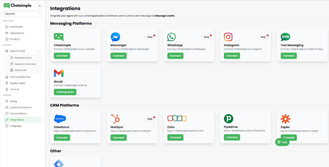 Expertise AI's AI sales agent easily integrates with your favorite platforms