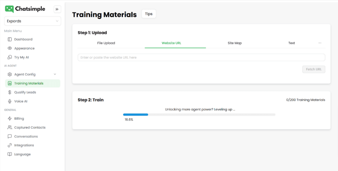 This image shows how to train an AI agent for customer service without coding