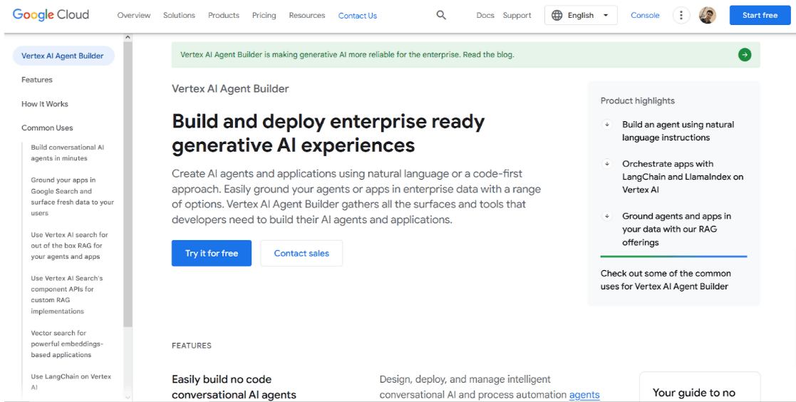 Vertex AI helps businesses build agents with natural language instructions