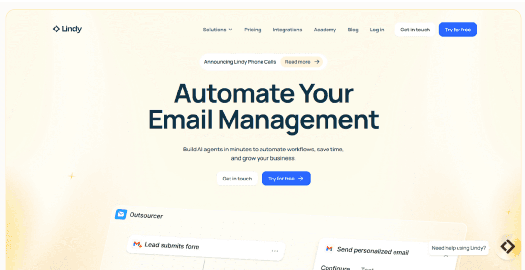 Lindy AI helps businesses automate processes and workflows with custom agents