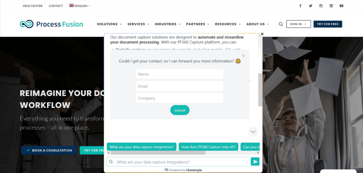 This image shows how an AI chatbot for CRM can collect leads