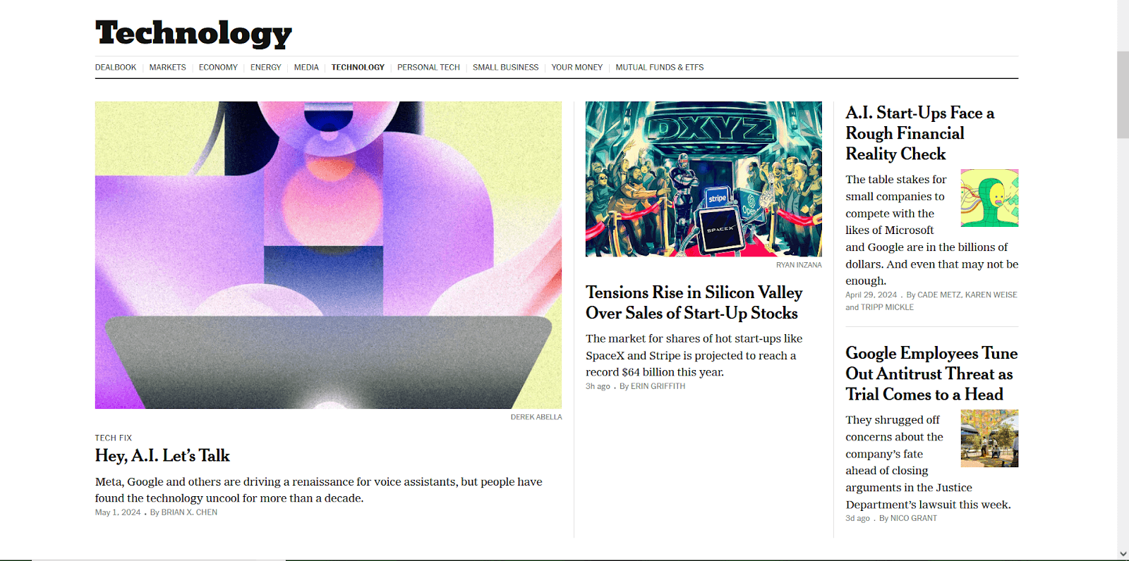 The New York Times suggests personalized news articles.
