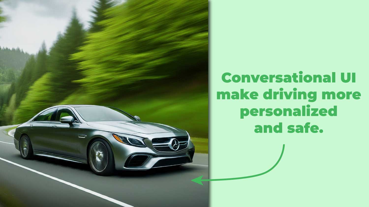 This image shows one of the best conversational interface examples: Personal assistant in cars, which makes driving more personalized and safe.